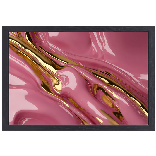 Gouden Glans over Roze Abstractie canvas met baklijst