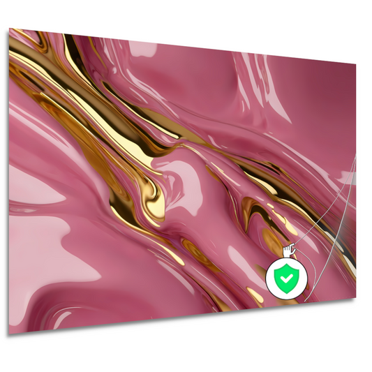 Gouden Glans over Roze Abstractie poster