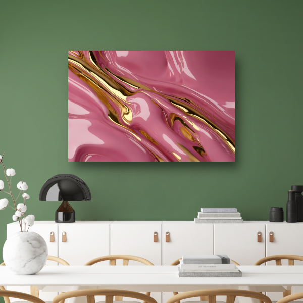 Gouden Glans over Roze Abstractie poster