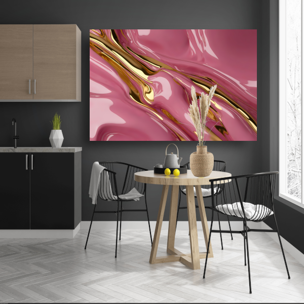 Gouden Glans over Roze Abstractie poster