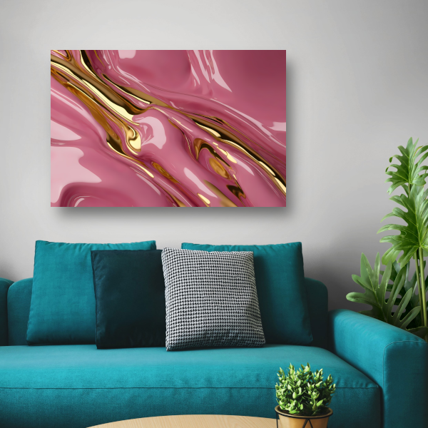 Gouden Glans over Roze Abstractie poster