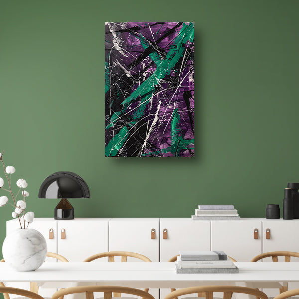 Abstracte dynamische figuur met paarse tinten canvas