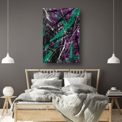 Abstracte dynamische figuur met paarse tinten canvas met baklijst