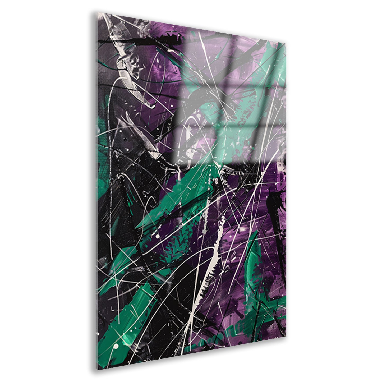 Abstracte dynamische figuur met paarse tinten acrylglas