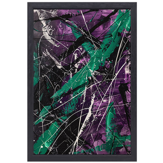 Abstracte dynamische figuur met paarse tinten canvas met baklijst