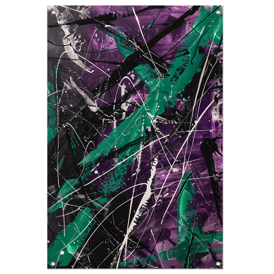 Abstracte dynamische figuur met paarse tinten tuinposter