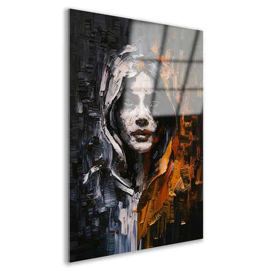 Dynamisch Abstract Portret met Expressieve Kleuren acrylglas