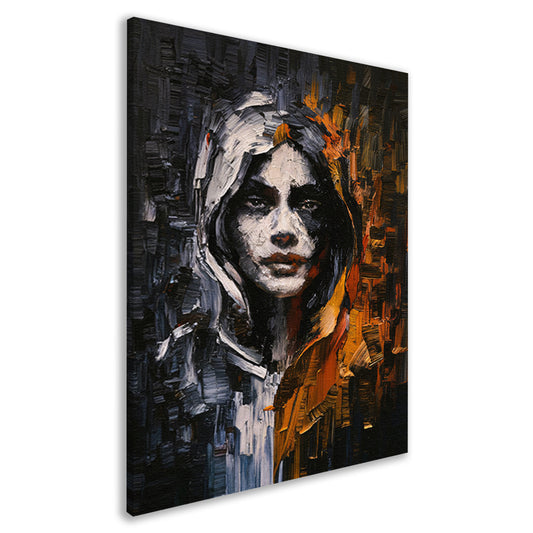 Dynamisch Abstract Portret met Expressieve Kleuren canvas
