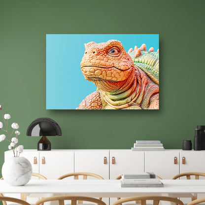 Gedetailleerde dinosaurus in kleurrijke moderne stijl canvas