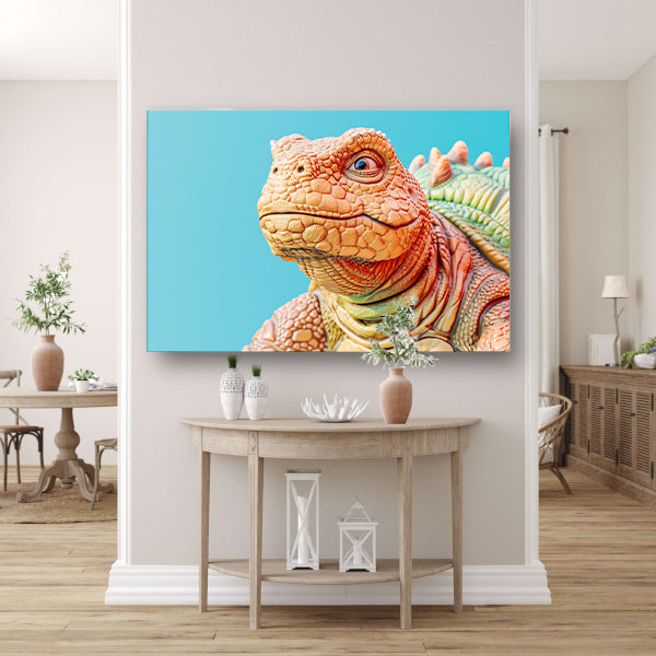 Gedetailleerde dinosaurus in kleurrijke moderne stijl canvas