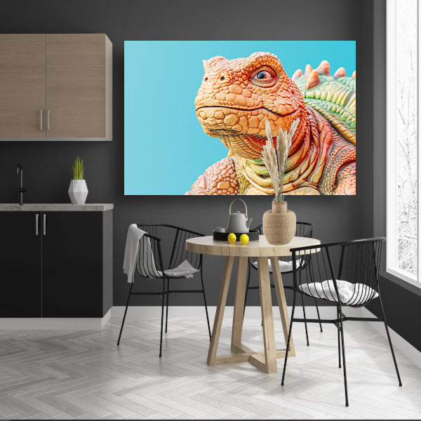 Gedetailleerde dinosaurus in kleurrijke moderne stijl canvas