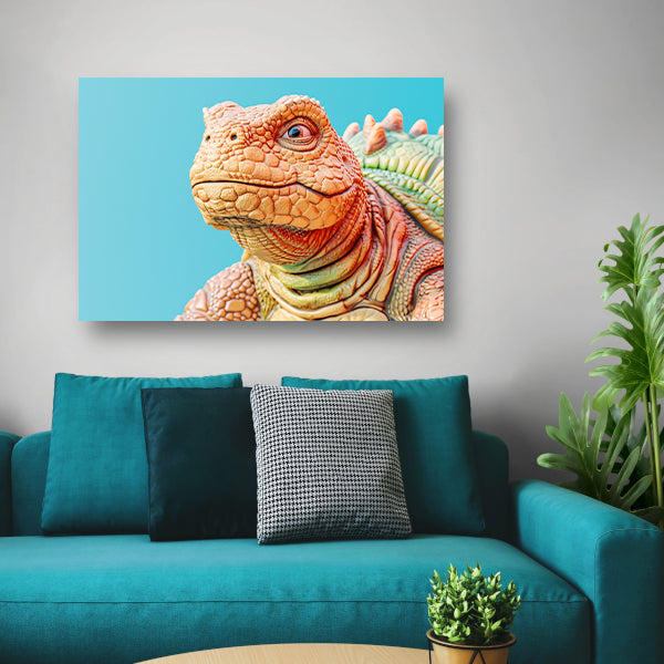 Gedetailleerde dinosaurus in kleurrijke moderne stijl canvas