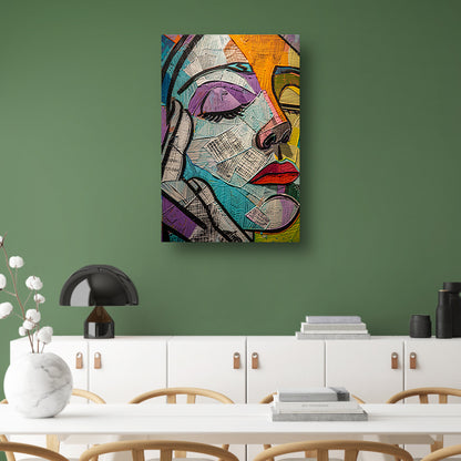 Kubistisch Portret van een Vrouw in Kleur canvas