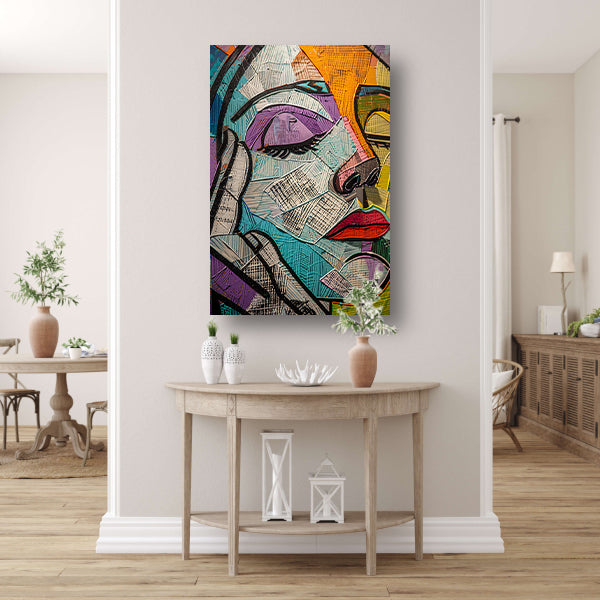 Kubistisch Portret van een Vrouw in Kleur canvas