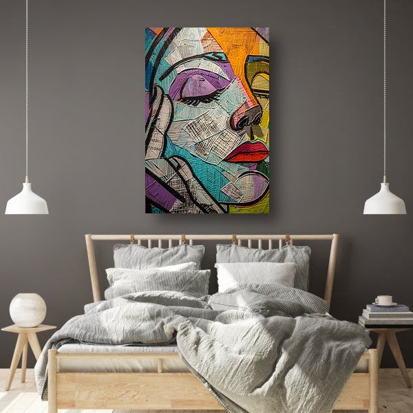 Kubistisch Portret van een Vrouw in Kleur canvas