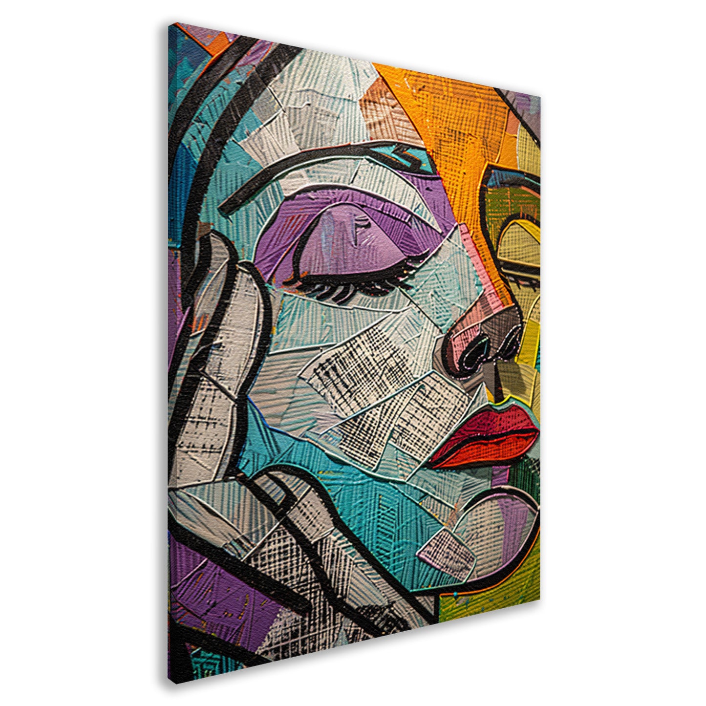 Kubistisch Portret van een Vrouw in Kleur canvas