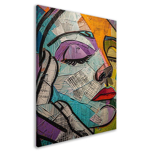 Kubistisch Portret van een Vrouw in Kleur canvas