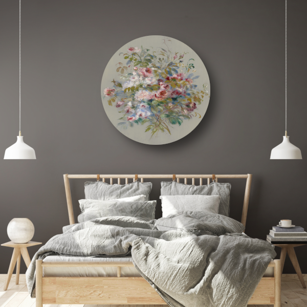 Boeket van rozen - Pierre-Auguste Renoir aluminium muurcirkel