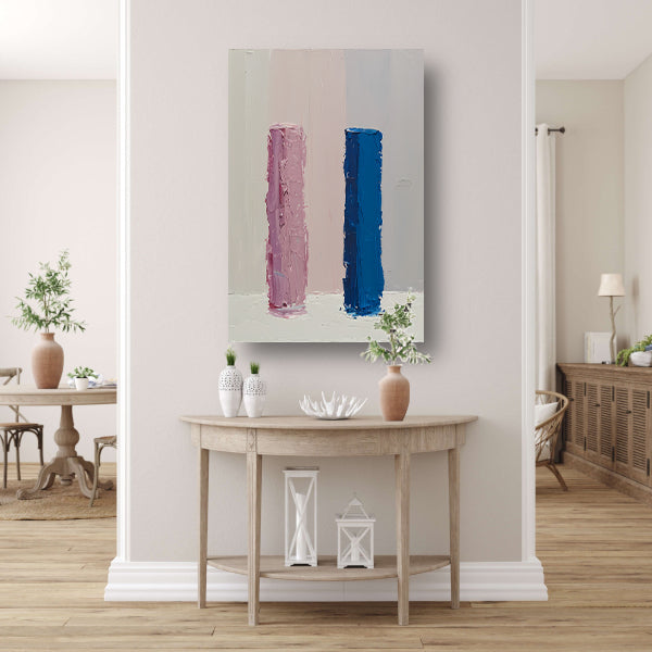 Kleurrijk abstract ontwerp met roze en blauw canvas