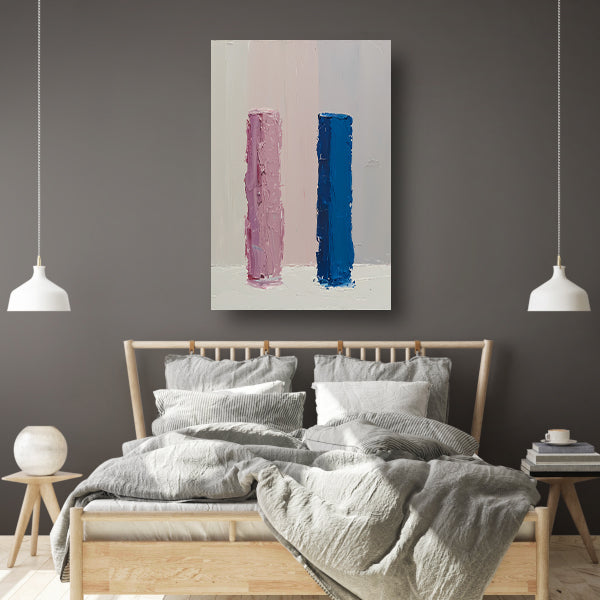 Kleurrijk abstract ontwerp met roze en blauw canvas