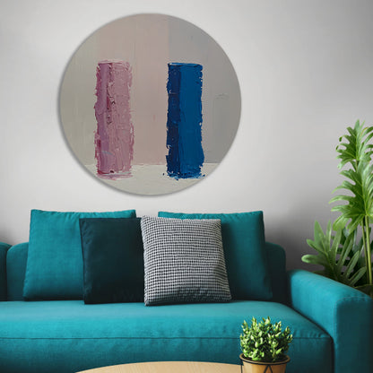 Kleurrijk abstract ontwerp met roze en blauw aluminium muurcirkel
