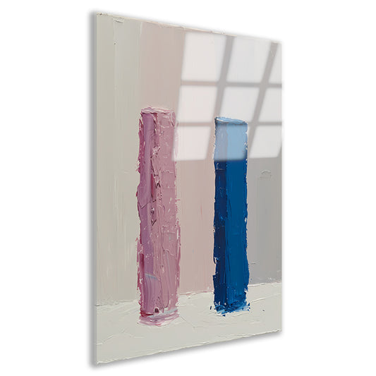 Kleurrijk abstract ontwerp met roze en blauw acrylglas