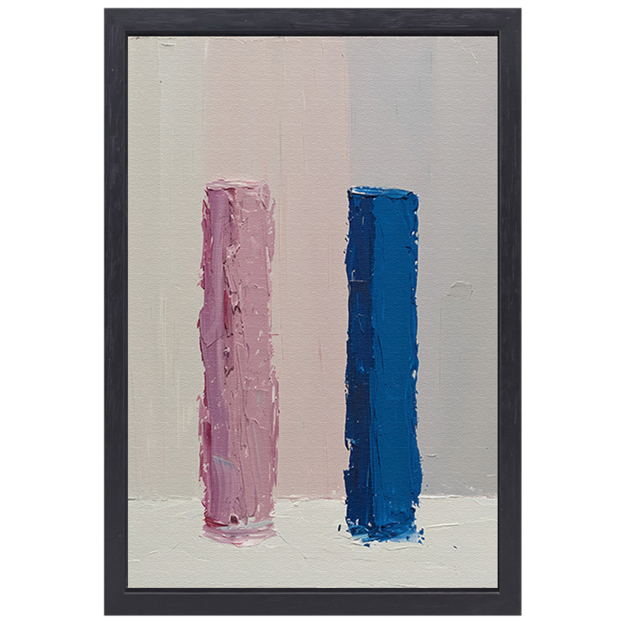 Kleurrijk abstract ontwerp met roze en blauw canvas met baklijst