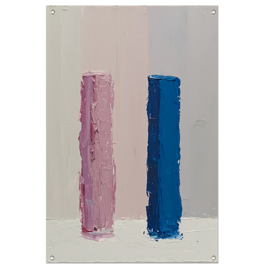 Kleurrijk abstract ontwerp met roze en blauw tuinposter