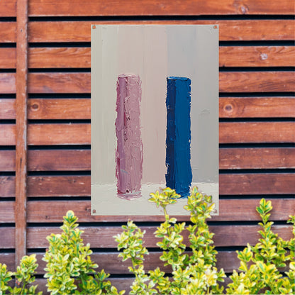 Kleurrijk abstract ontwerp met roze en blauw tuinposter