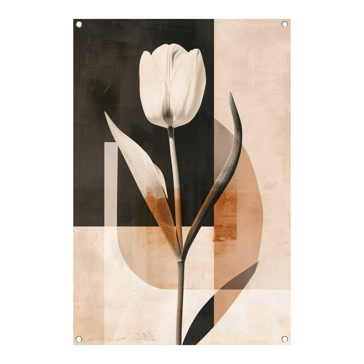 Elegante Sepia Tulp op Moderne Achtergrond tuinposter