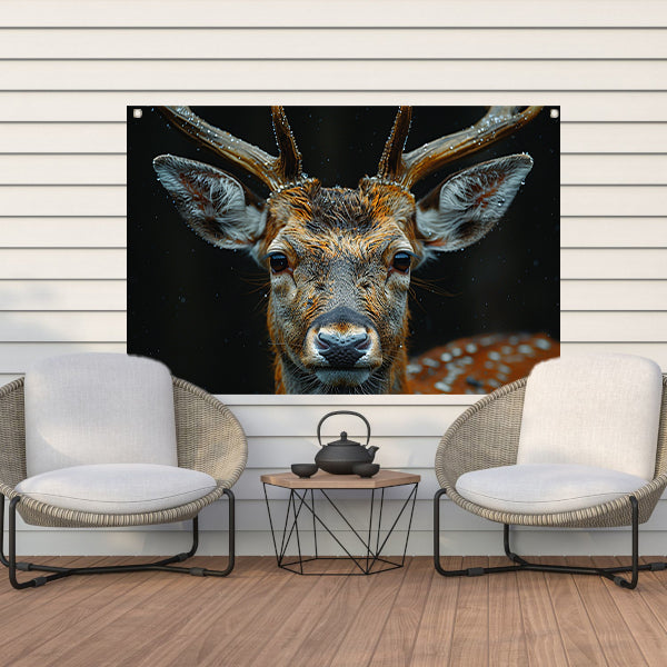 Sfeervol Hertenportret in Bos tuinposter