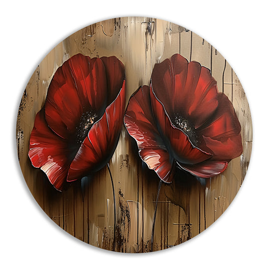 Twee rode bloemen met abstracte achtergrond forex muurcirkel