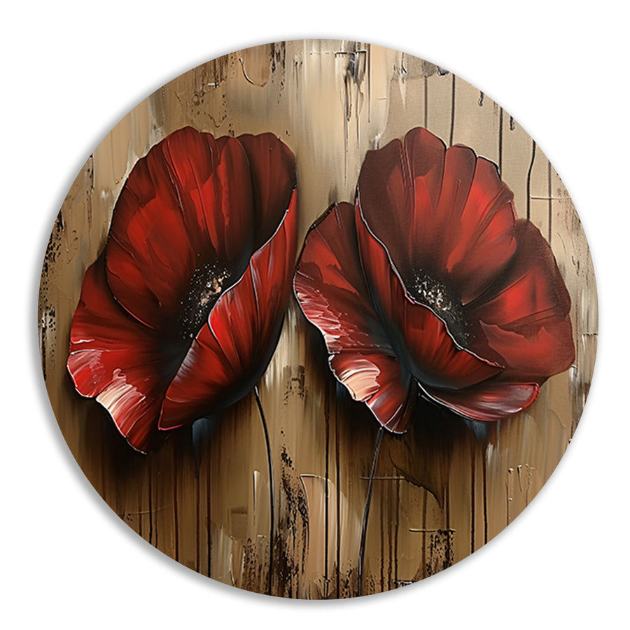 Twee rode bloemen met abstracte achtergrond forex muurcirkel