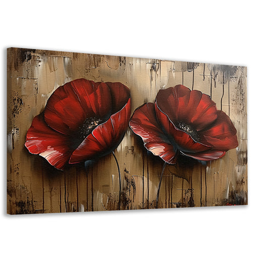 Twee rode bloemen met abstracte achtergrond canvas