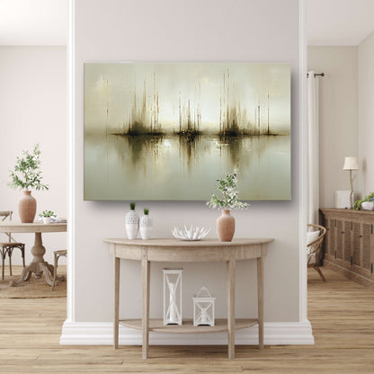 Abstract gouden reflecties in mist poster