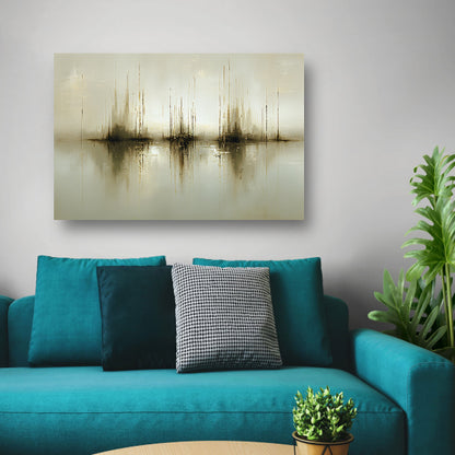 Abstract gouden reflecties in mist poster