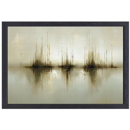 Abstract gouden reflecties in mist canvas met baklijst