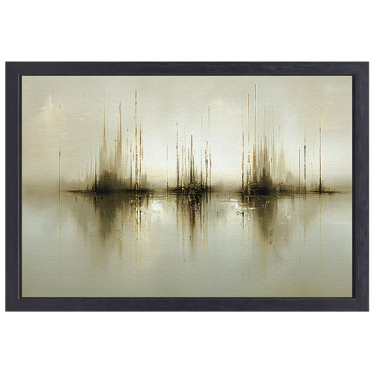 Abstract gouden reflecties in mist canvas met baklijst