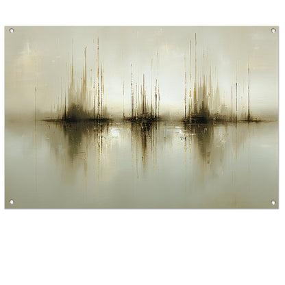 Abstract gouden reflecties in mist tuinposter