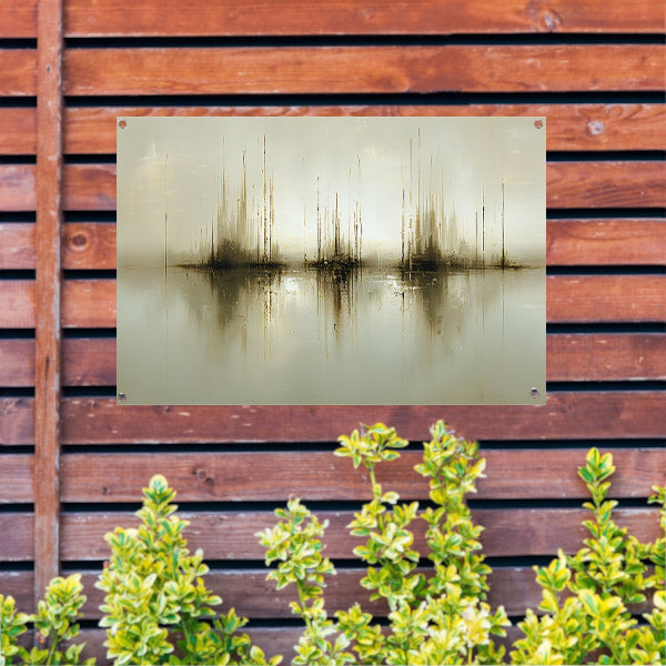 Abstract gouden reflecties in mist tuinposter