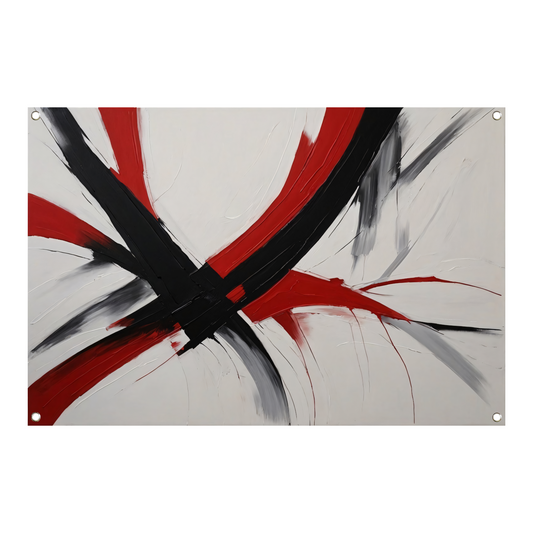 Dynamisch Minimalisme in Rood en Zwart tuinposter