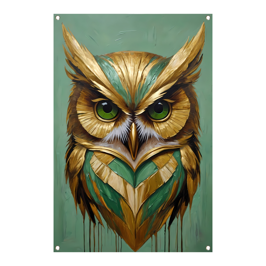 Moderne Gouden Uil in Art Deco Stijl tuinposter