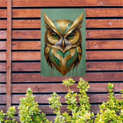 Moderne Gouden Uil in Art Deco Stijl tuinposter
