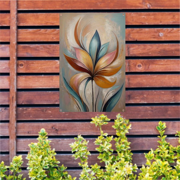 Abstracte Bloem in Pastelkleurige Olieverf tuinposter