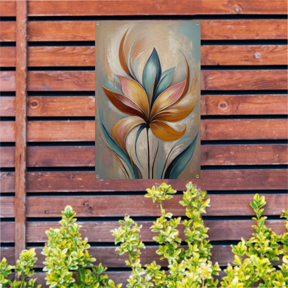 Abstracte Bloem in Pastelkleurige Olieverf tuinposter
