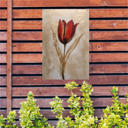 Abstracte gouden tulp op neutrale achtergrond tuinposter