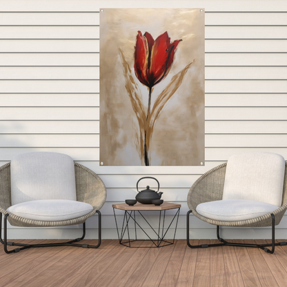 Abstracte gouden tulp op neutrale achtergrond tuinposter
