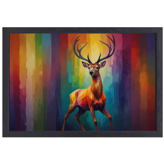 Abstract Kubistisch Hert in Kleur canvas met baklijst