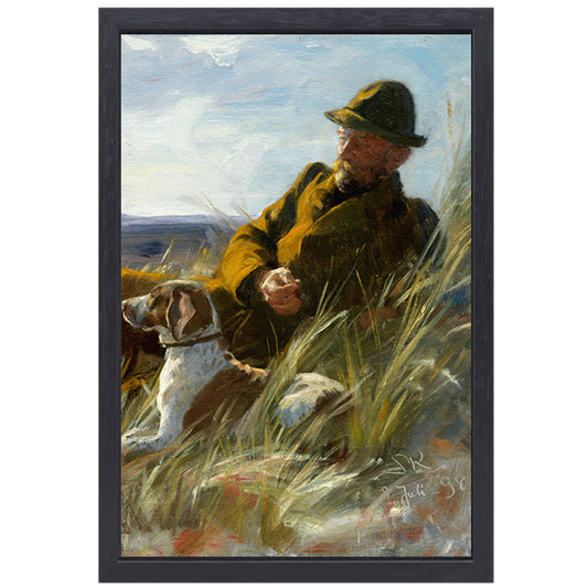 Meesterplanter C.F. Dahlerup met zijn jachthond - Ferdinand Heilbuth canvas met baklijst