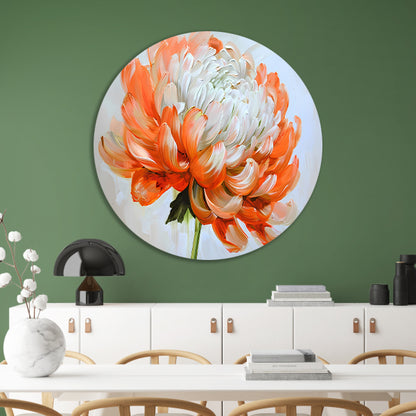Abstract schilderij van oranje en witte bloem forex muurcirkel